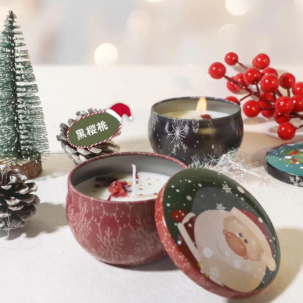 Christmas Creative Aromatherapy Candle: Large-bellied Jar, Home Fragrance, Birthday Gift, Round Small Iron Box, Souvenir Gift