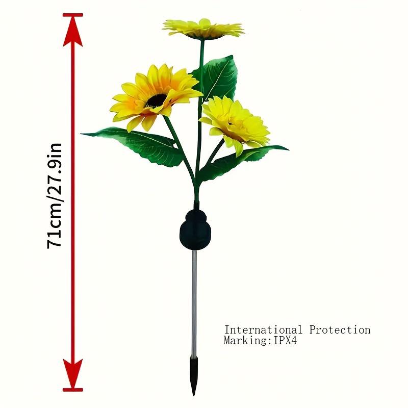 3-Head Solar Sunflower Garden Lamp: Outdoor Lawn Stake Decoration 3-Head Solar Sunflower Lamp