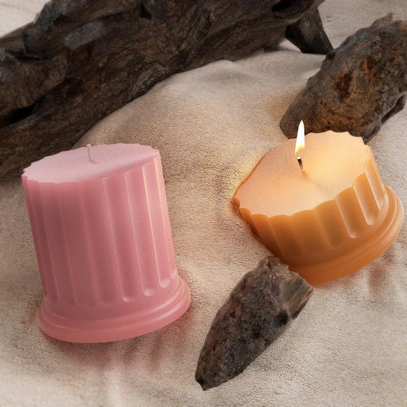 DIY Concrete Crafts Mould Roman Column Candle Silicone Mold 3D Cylinder Molds