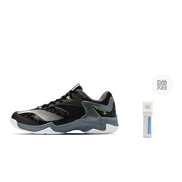 Li Ning Textile, Synthetic Leather Cushioning Abrasion Resistant Breathable Low top Badminton Shoes Unisex Storm Gray AYTV015-2