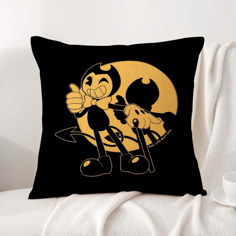 B-Bendy M-Machine B-Batim Cushion Cover Summer Coolness Linen Fabric Double-Sided Printing Pillow Case Sofa Home Decor Gift