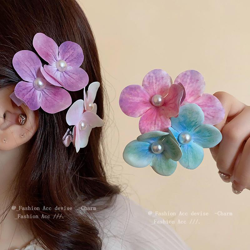 

Spring Pearl Flower Hair Clip - Pastoral Style Duckbill Accessory