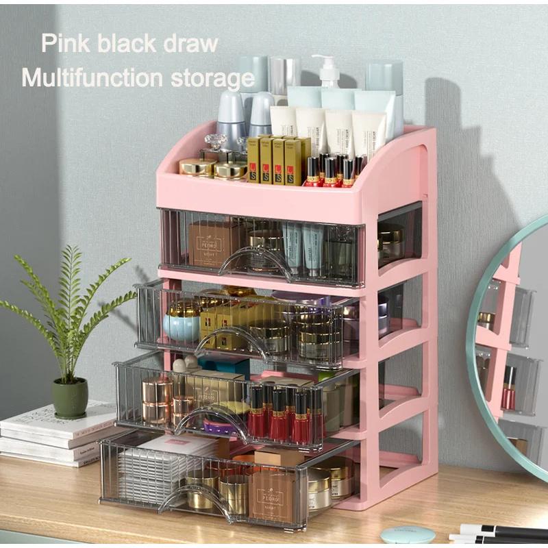New cosmetic storage box desktop transparent drawer finishing box dressing table multi-functional partition storage rack