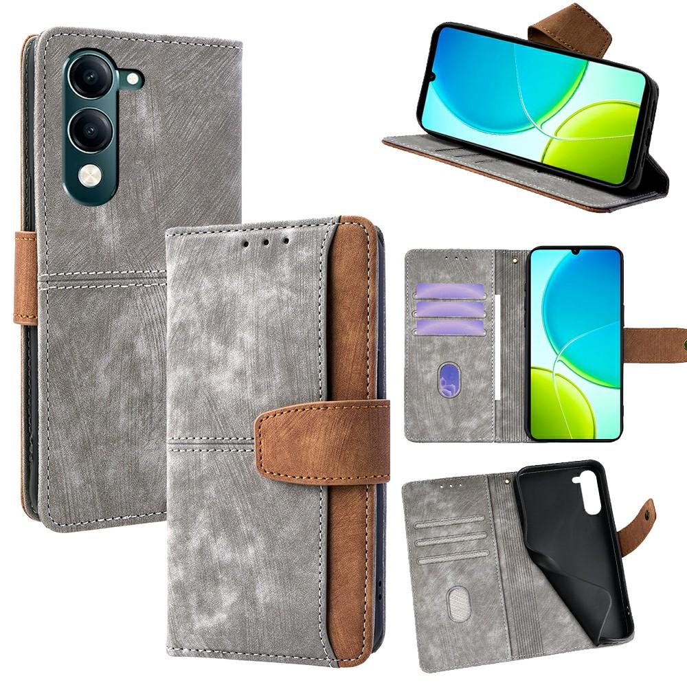 For Vivo Y29s 5G/Y04 4G Case RFID Blocking Color Splicing PU Leather Wallet Phone Cover