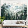 VIKAMA Natural Pine Tapestry Watercolour Mist Forest Bird Landscape Tapestry Living Room Dormitory Wall Hanging Home Decor