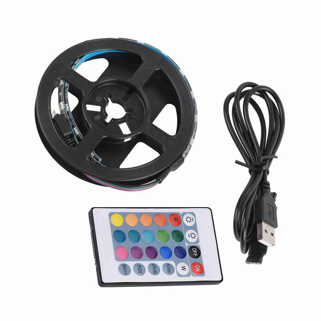 1.09yd 120 Degrees  USB RGB LED Strip Waterproof Flash Lights Remote USB LED with 24‑key Remote Control
