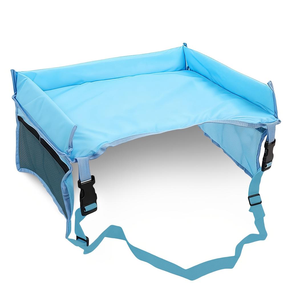 1pc Foldable & Expandable Polyester Youngsters Car Seat Travel Tray with Multiple Storage Pockets