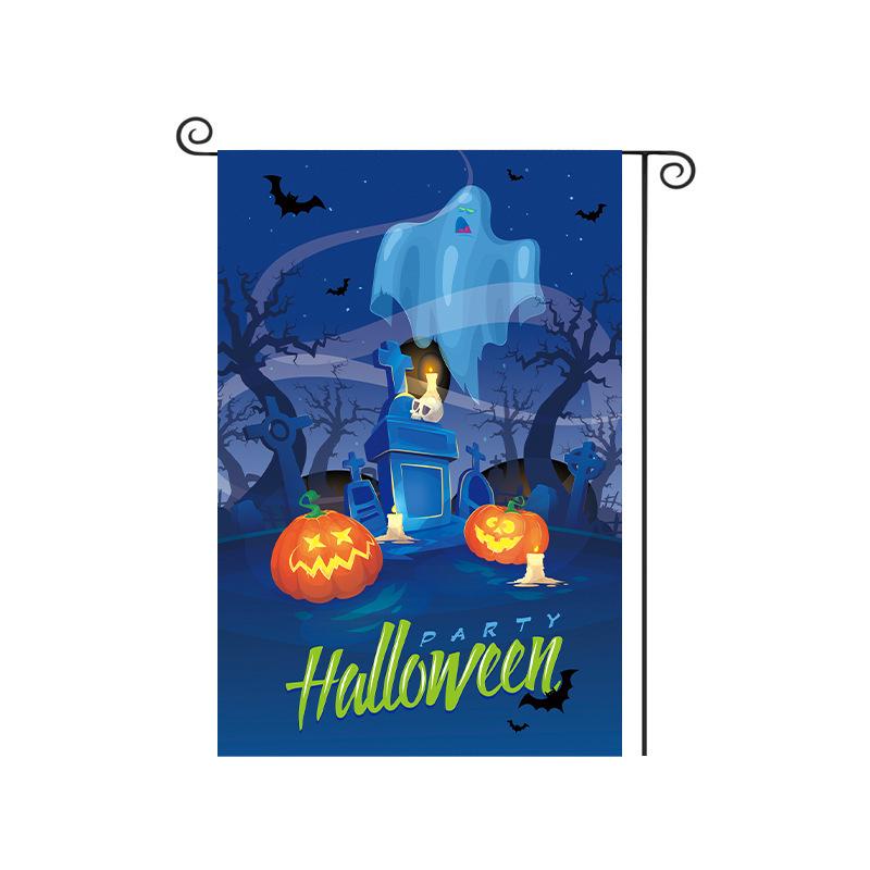 Cross-Border Happy Halloween Ghost Garden Flag with Pumpkin and Cartoon Design