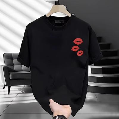 T-shirt en coton pour couples Manches courtes Noir Blanc Hauts Respirant Confortable Doux Décontracté Sport T-shirts
