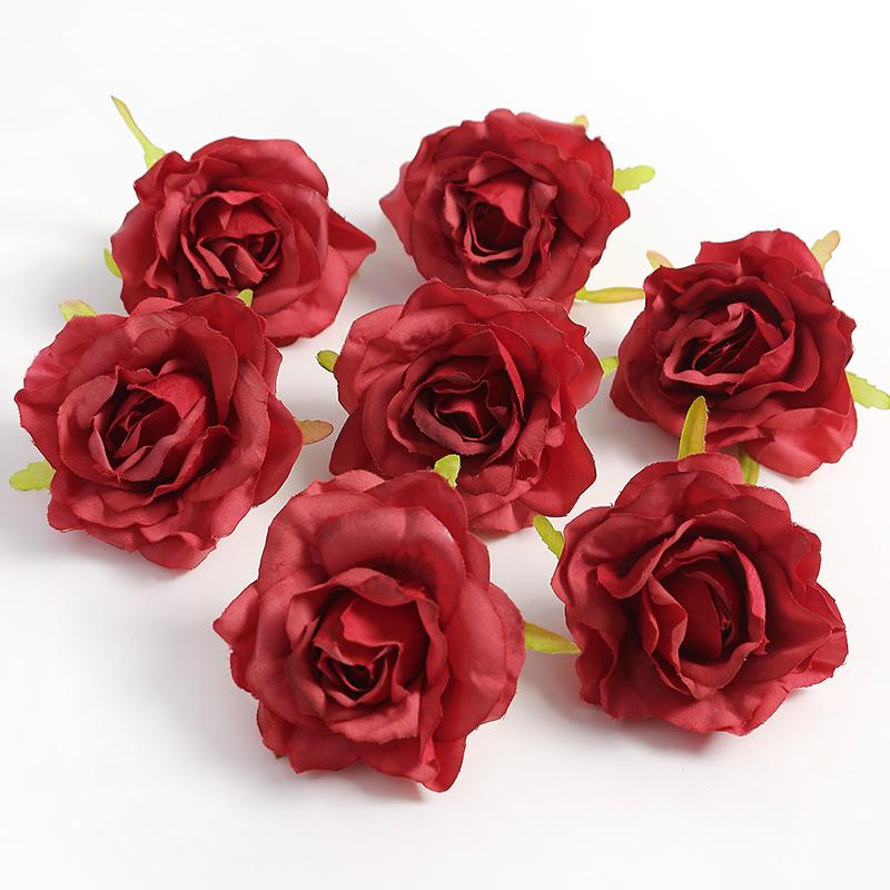 3/5Pcs Rose Artificial Flowers Heads 7cm Fake Flowers for Marriage Wedding Decorations Home Decor DIY Craft Garland Accessories