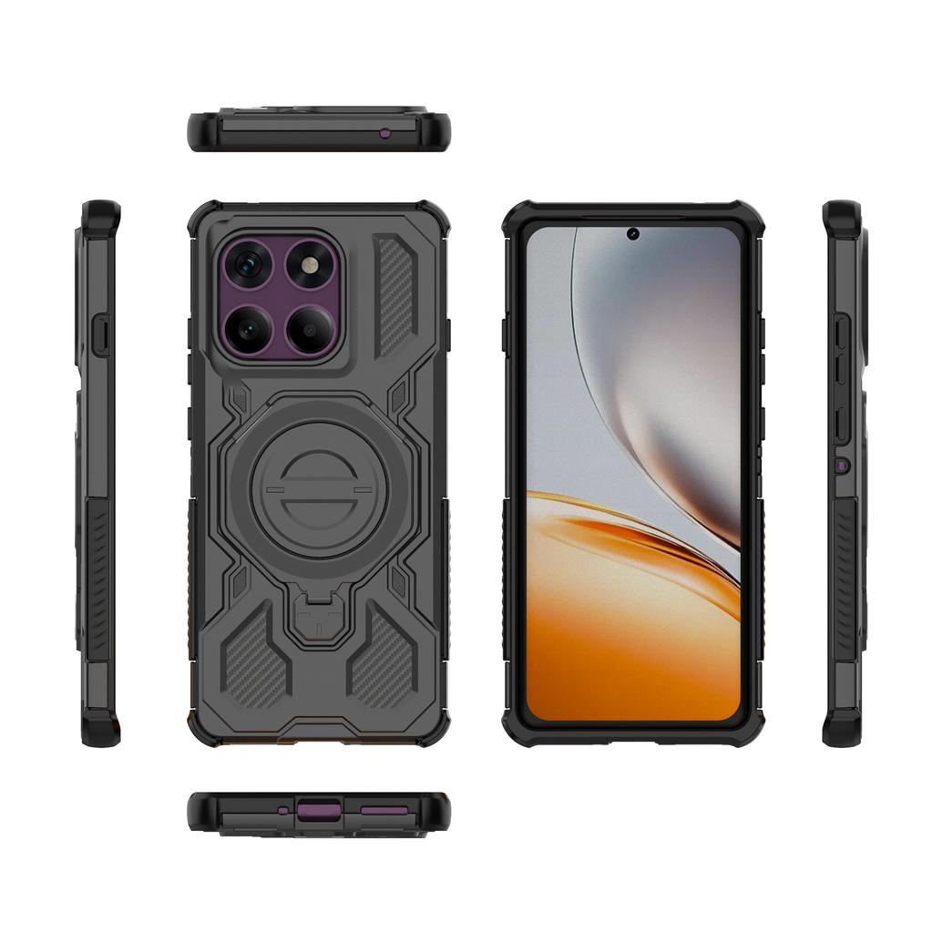 For Motorola Edge 60 Pro 5G Magnetic Case Rotating Metal Kickstand Shockproof PC+TPU Phone Back Cover