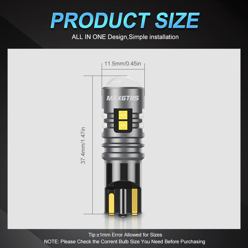 MAXGTRS 2x W5W T10 XBD LED Canbus OBC Chip Reversing Light 194 168 W5W Bulbs Parking Lamp for Car Xenon