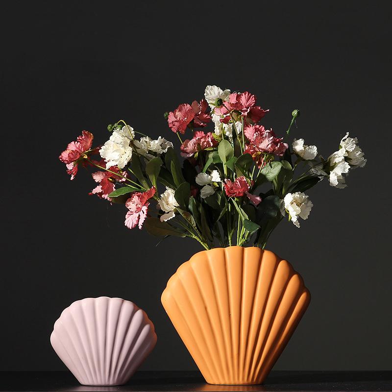 Creative Art Shell Vase Ceramic Hydroponic Vase Flower Arrangement Home Decor Indoor Decoration Desktop Ornaments
