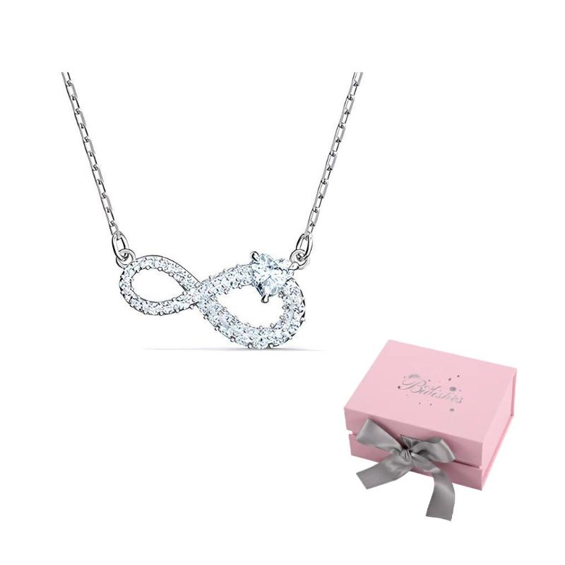 Swarovski Hyperbola Faux Crystal Stone Necklaces Womens F-Pink bow gift box платиновый