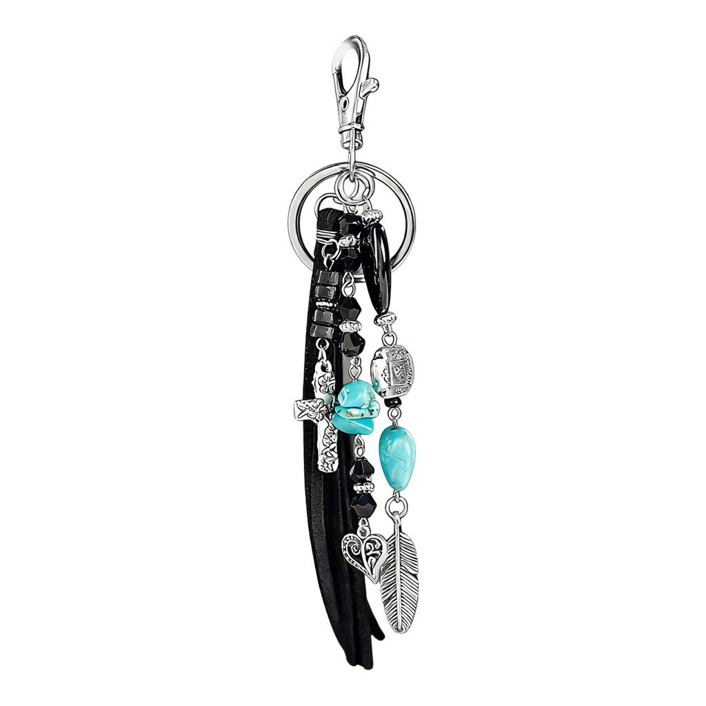 Elegant Cow Head Horseshoe Keychain Adorned With Delicate Leaves Bull Head And Stylish Fringes For Daily Use