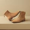 Krazing Pot Sheep Suede Nubuck Autumn Winter Shoes Low Heels Size 43 Modern Boots Square Toe Zipper Retro Ankle Boots