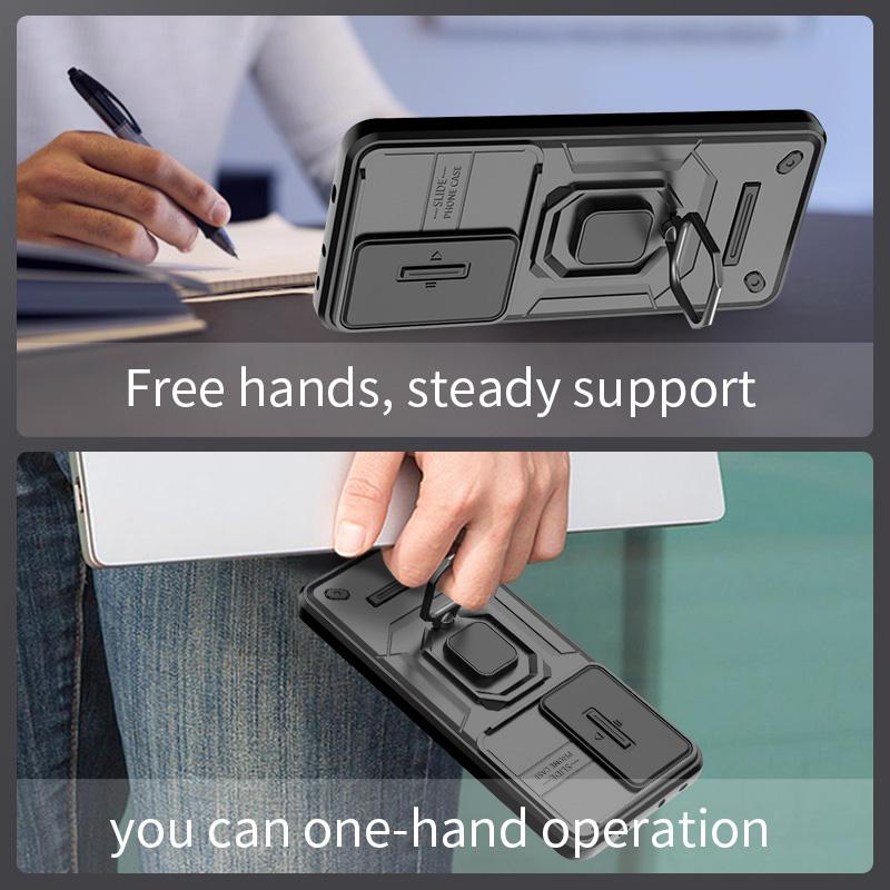 Armor Funda For Xiaomi Poco X7 Pro 5G Slide Lens Camera Protection Ring Holder Back Cover for Pocco Poko Little X7Pro PocoX7pro