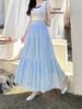 Women's White Embroidered A-line Cake Skirt for Autumn/Winter