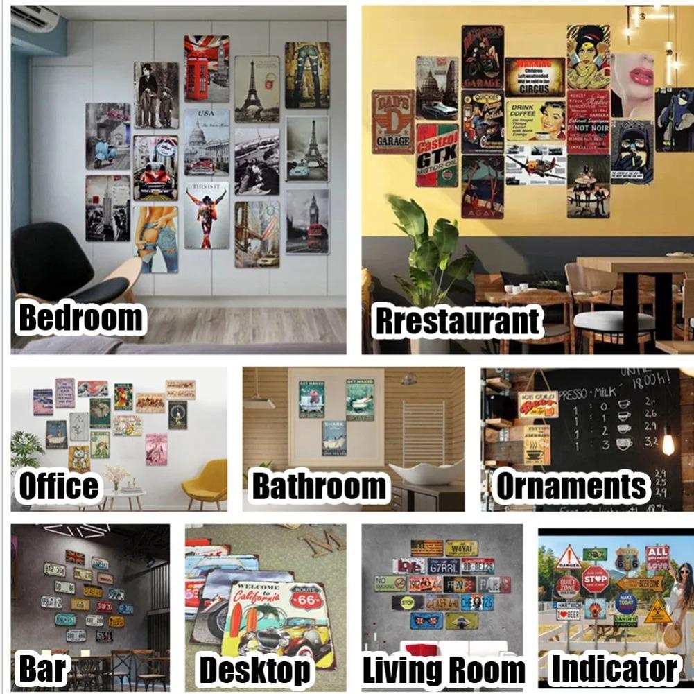 Placa de Aviso de Metal Retrô Decoração de Parede de Lata Vintage para Casa Quarto Bar Garagem Café Clube Man Cave Pub Placa Mural Poster Arte