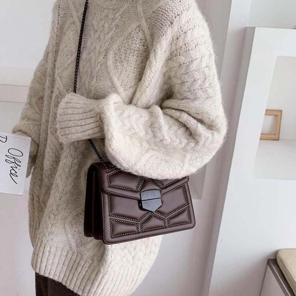 Leather Bag for Women, Shoulder Clutch Handbag Purse, Hard PU with Adjustable Strap