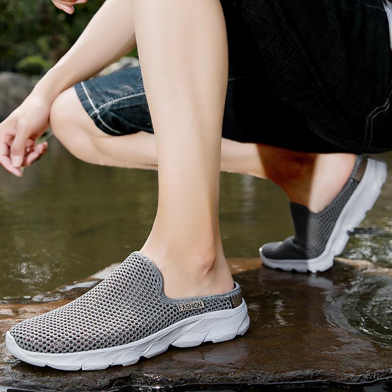 Hollow Out Loafers Outdoor Mesh Flats Breathable Moccasins Comfy Sneakers Cool Muller Shoes Half Shoes Summer Mens Casual Shoes