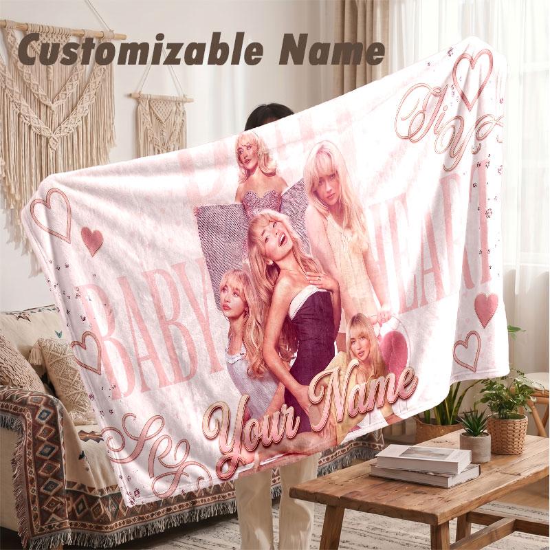 Coperta in Flanella con Nome Personalizzato, Coperta Leggera e Calda da Letto Sabrina Carpenter per Divano e Regalo di Festa