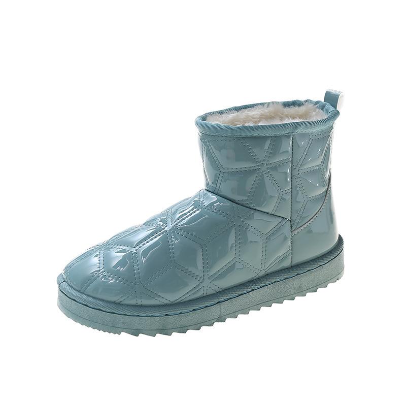 

New anti-water special low-top low-tube brown velvet and cotton round head flat-heeled snow boots for women 39 светло-синий