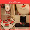 Festliches Weihnachts-WC-Sitzbezug-Set mit Weihnachtsmann-, Schneemann- und Rentiermotiven