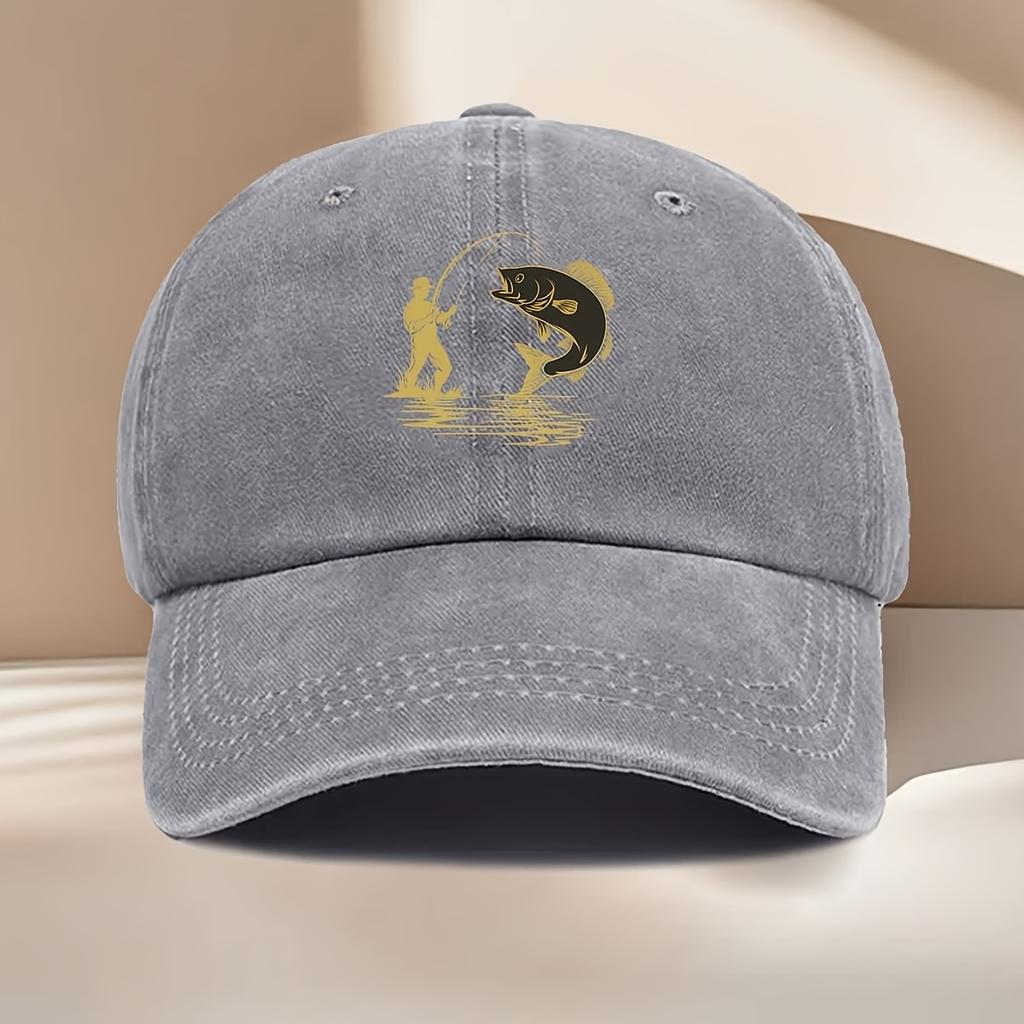 FishingThemed Baseball Cap with Curved Brim Suitable for All Wear Sporty Outdoor Hat for Fishing Trips Daily Use Parties