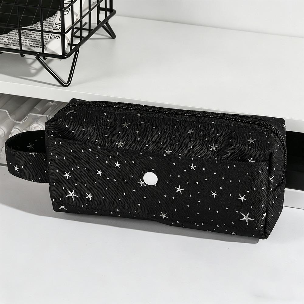 Multifunctional Star Print Pencil Case Handheld Portable Pen Bag Large Capacity Stationery Bag School Office