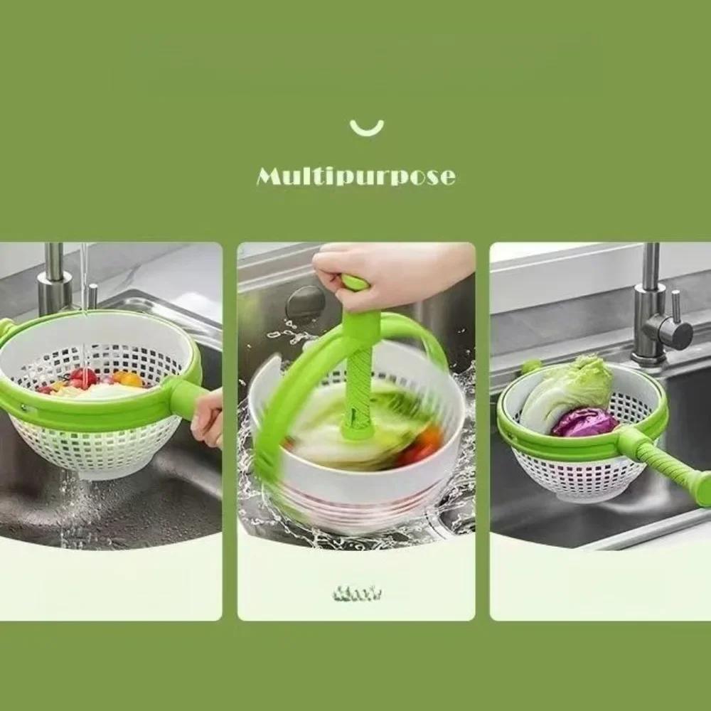 1pc Vegetable Cleaning Rotating Drain Basket for Vegetables and Fruits Cleaning, Dehydration, Dripping Household Kitchen Gadgets