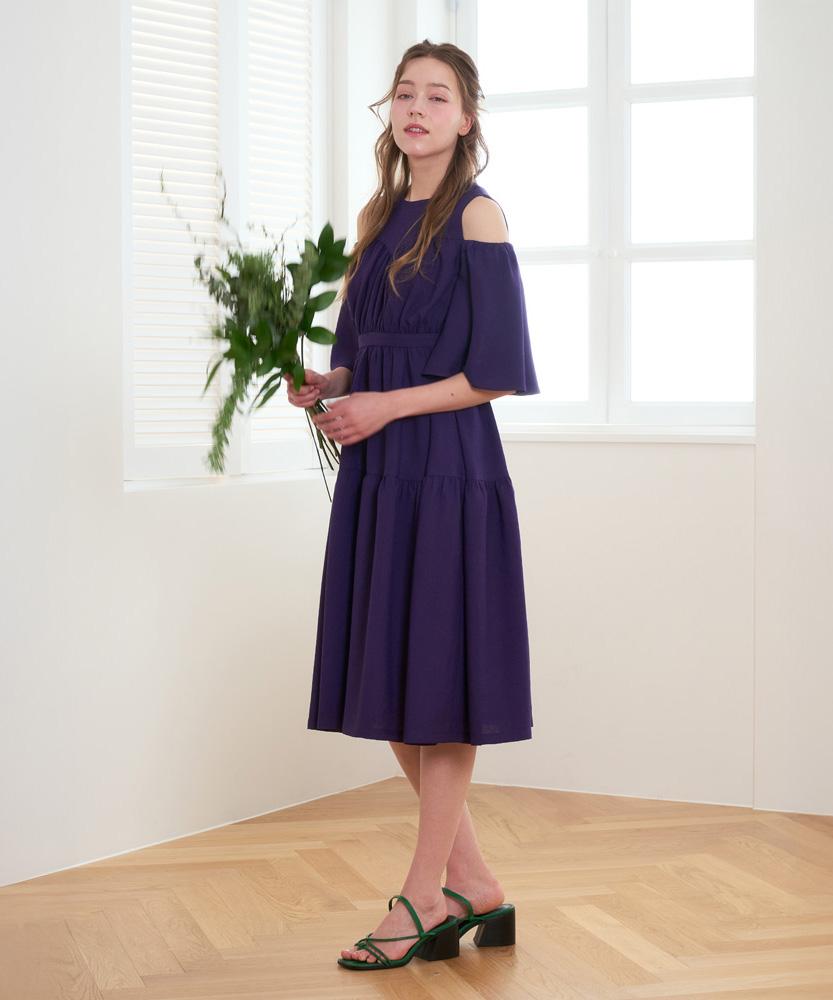 L By L Purple Off-Shoulder Flare Dress