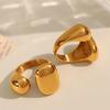Bague dorée simple et polyvalente pour filles, bague ouverte créative en acier inoxydable vente en gros sur place