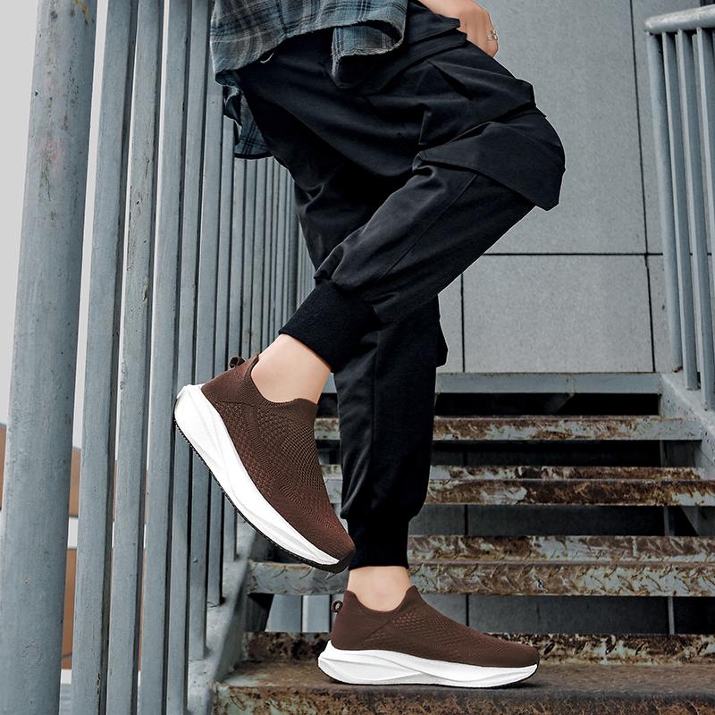 Unisex Ultra Light Flyknit Sock Walking Shoes Color Block Non Slip Sport Sneakers Sizes 36-45 for Walking Travel and Daily Wear