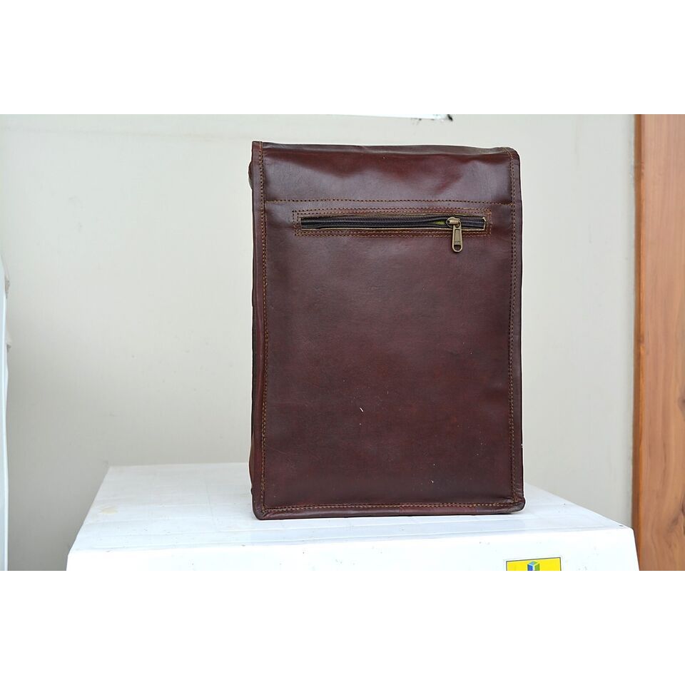 Vintage Leather Bags Full Grain Messenger Crossbody I-pad Bag Satchel Goat Hide