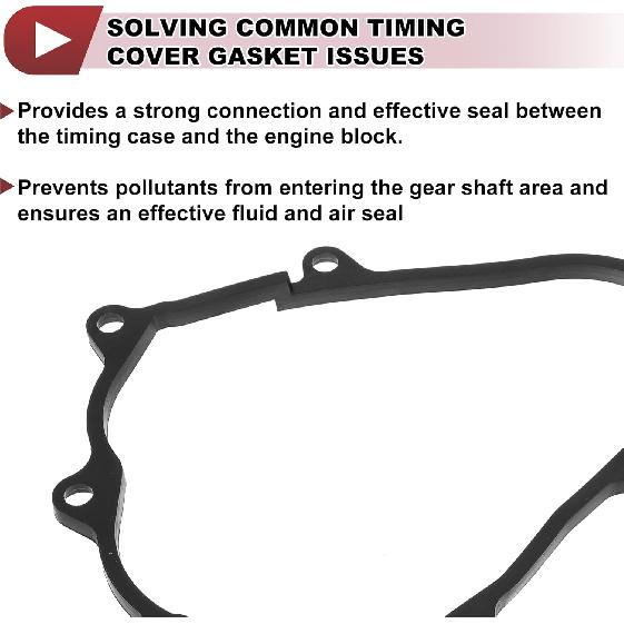 1 Pcs Car Engine Timing Cover Gasket Set for Subaru 2.2L 2.5L Chain Case Cover Gasket No.13594AA052/13594AA051 Black Rubber