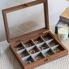 Velvet Jewelry Organizer Glass Lid Earrings Display Tray Multipurpose Wood Jewelry Box  Store
