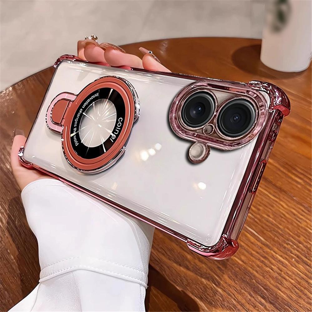 Luxury Clear Magnetic Plating Holder For coque Huawei P70 Ultra P70 P60 P50 P40 P30 Pro With Stand Shockproof Cover