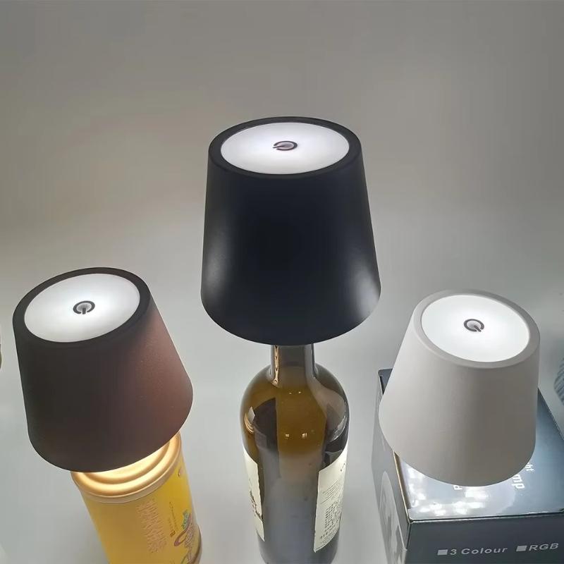 Wireless Led Table Lamp Wine Bottle Base Rechargeable Vases Light Touch Switch Bar Dining Lamp
