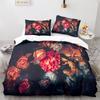 Rote Rose Königin König Bettbezug 3D Schönes Blumen-Thema Bettwäsche-Set Für Frauen Mädchen Romantische Florale Bettdecke Kissenbezug