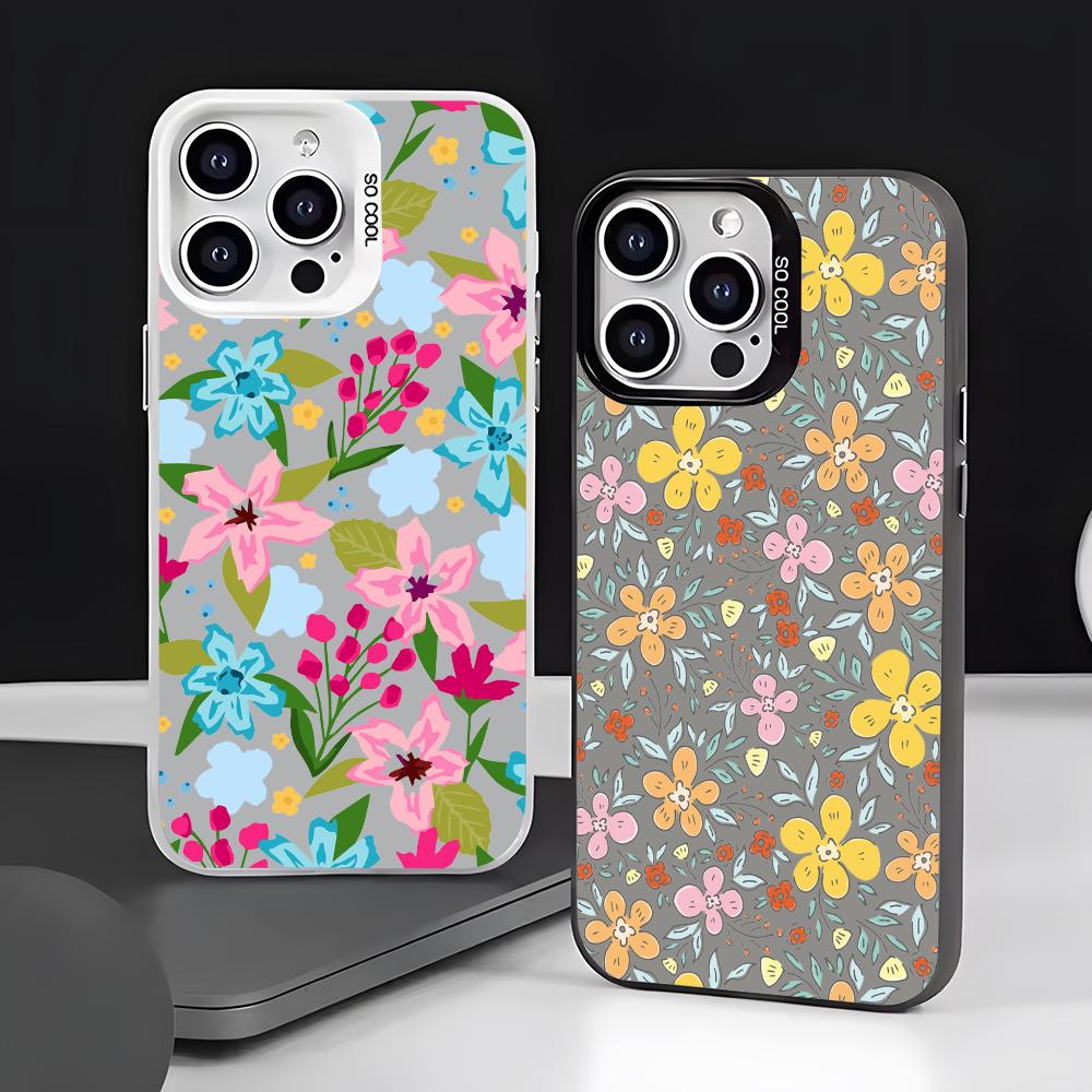 Garden Flowers Pattern Phone Phone Case For iPhone 17 16 15 14 13 12 11 Pro Max 16e 17e Plus Bumper Shockproof Hard Coque Cover
