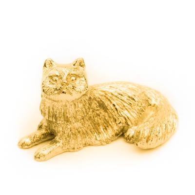 Cat 22ct Gold Plated British Made Animal Art Figure Collection (relaxing Figure)
