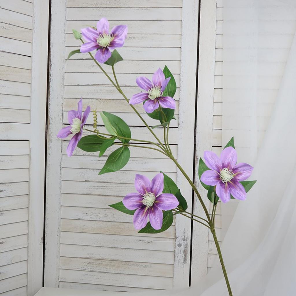 Künstliche Blume Europäische Simulation Clematis 5 Köpfe Kunstblume für Hochzeitssträuße