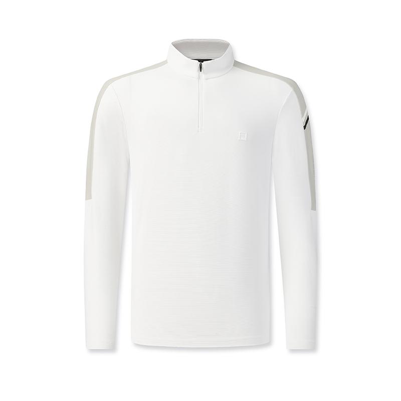 FILA Golf Series Minimalist Stylish Casual Sports Comfortable Long Sleeve T-Shirt Men tops Jade-White A11M615212FWT