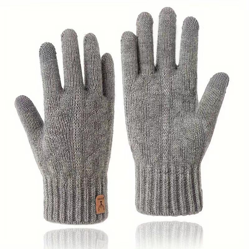 New Men's Warm Full Finger Gloves Winter Touchscreen Plus Fleece Gloves Men Women Thickening Wool Knitted Cycling Driving Gloves