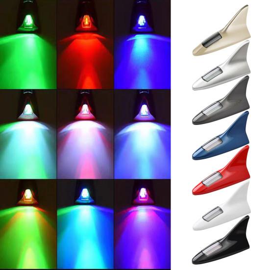 Solar Shark Fins Antenna Light for Car Roof Top LED Warning Lamp with Magnetic Mount Waterproof Auto Tail Decorative Night Safety Light for Cars