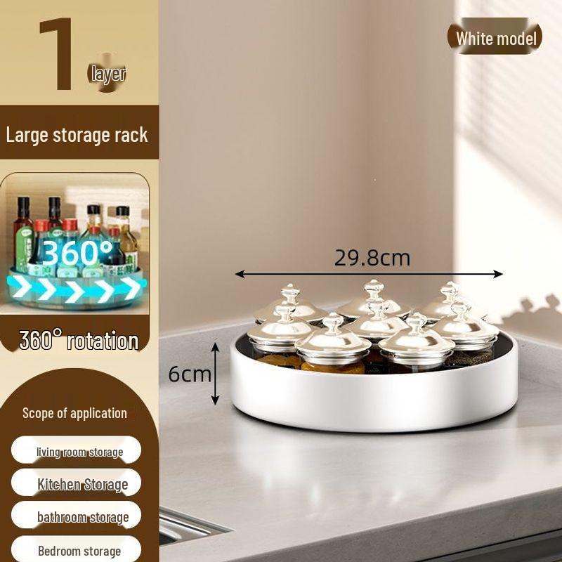 Rotating Kitchen Spice Rack: Stainless Steel Tray for Oil, Salt, Soy Sauce, Vinegar, and Seasonings