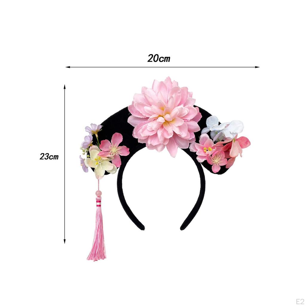 Chinese Headwear Children Flower Hair Hoop for Party Photo Props Cosplay Costume