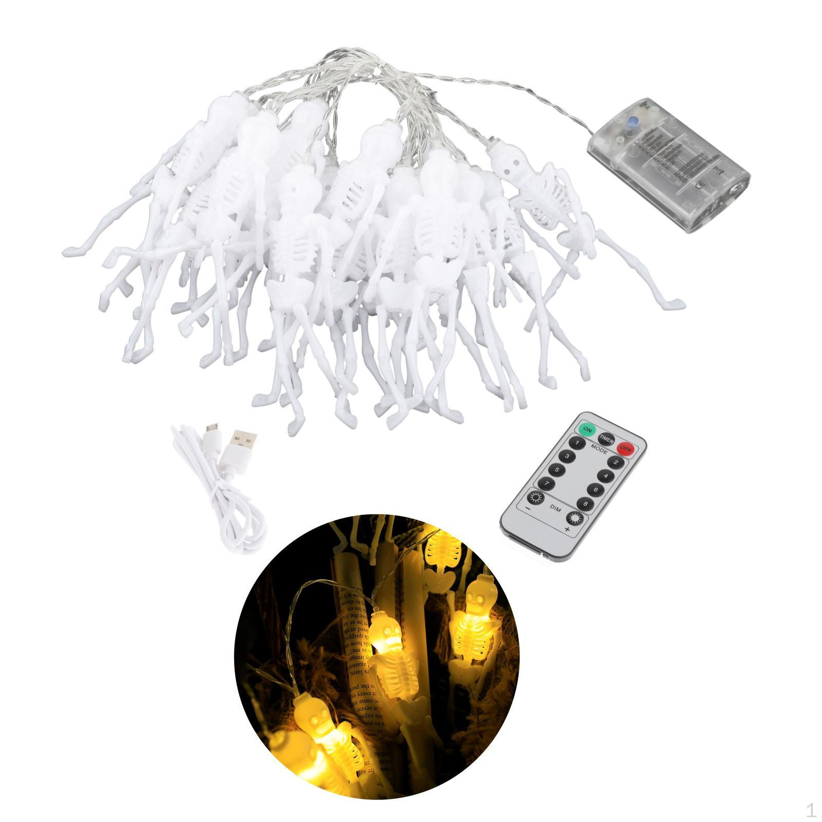 

Halloween String Lights Fairy for Garden Fireplace Horror Atmosphere White Skull Warm