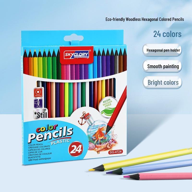 Eco-Friendly Hexagonal Oil-Based Colored Pencils - 48 Color Set for Students